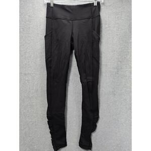 Lululemon Black Inner Glow Ruched Tights Leggings Size 4